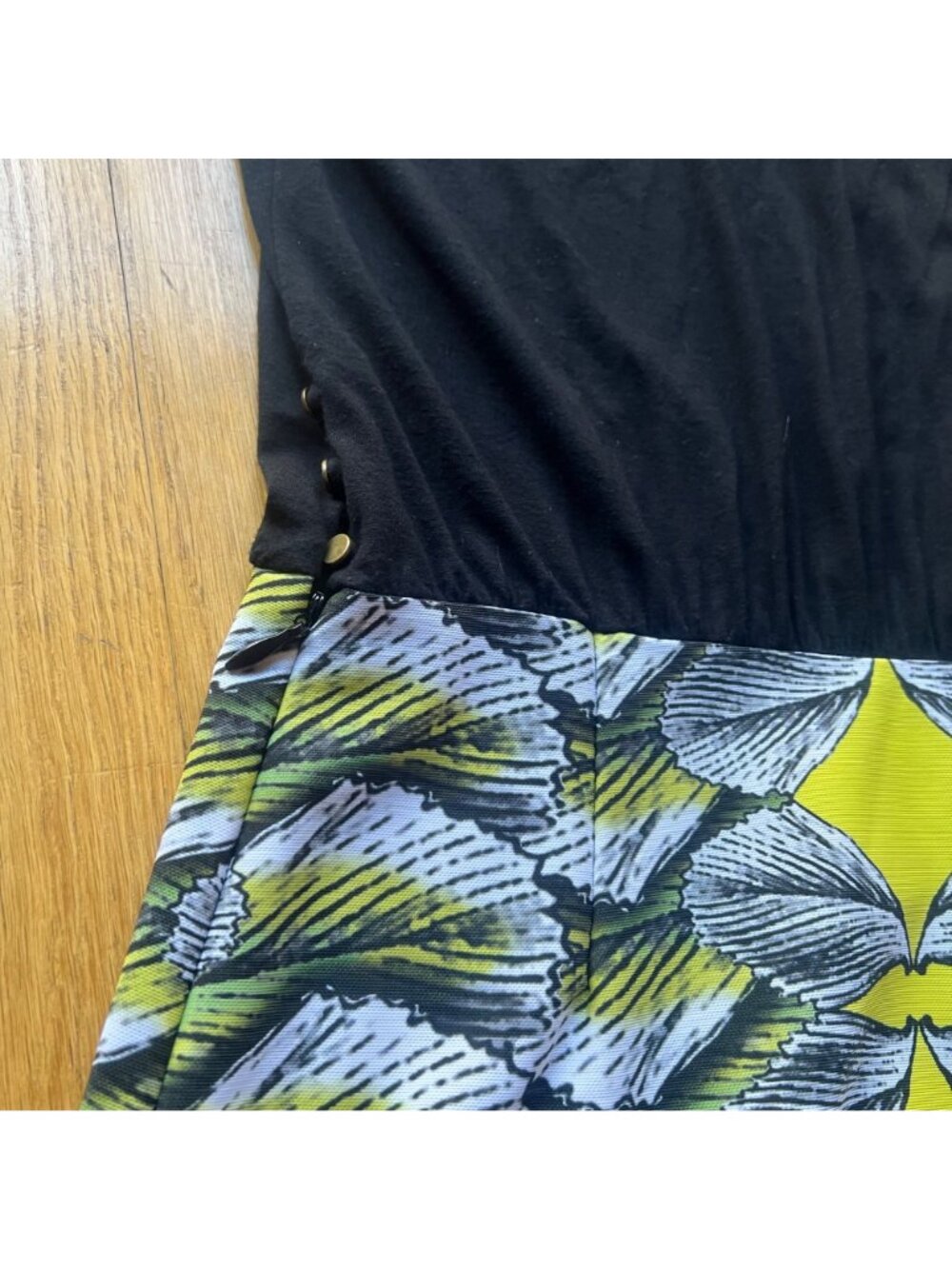 ARTELIER Nicole Miller Size 8 Black Yellow White Geometric Blouson Pencil Dress - Picture 12 of 13